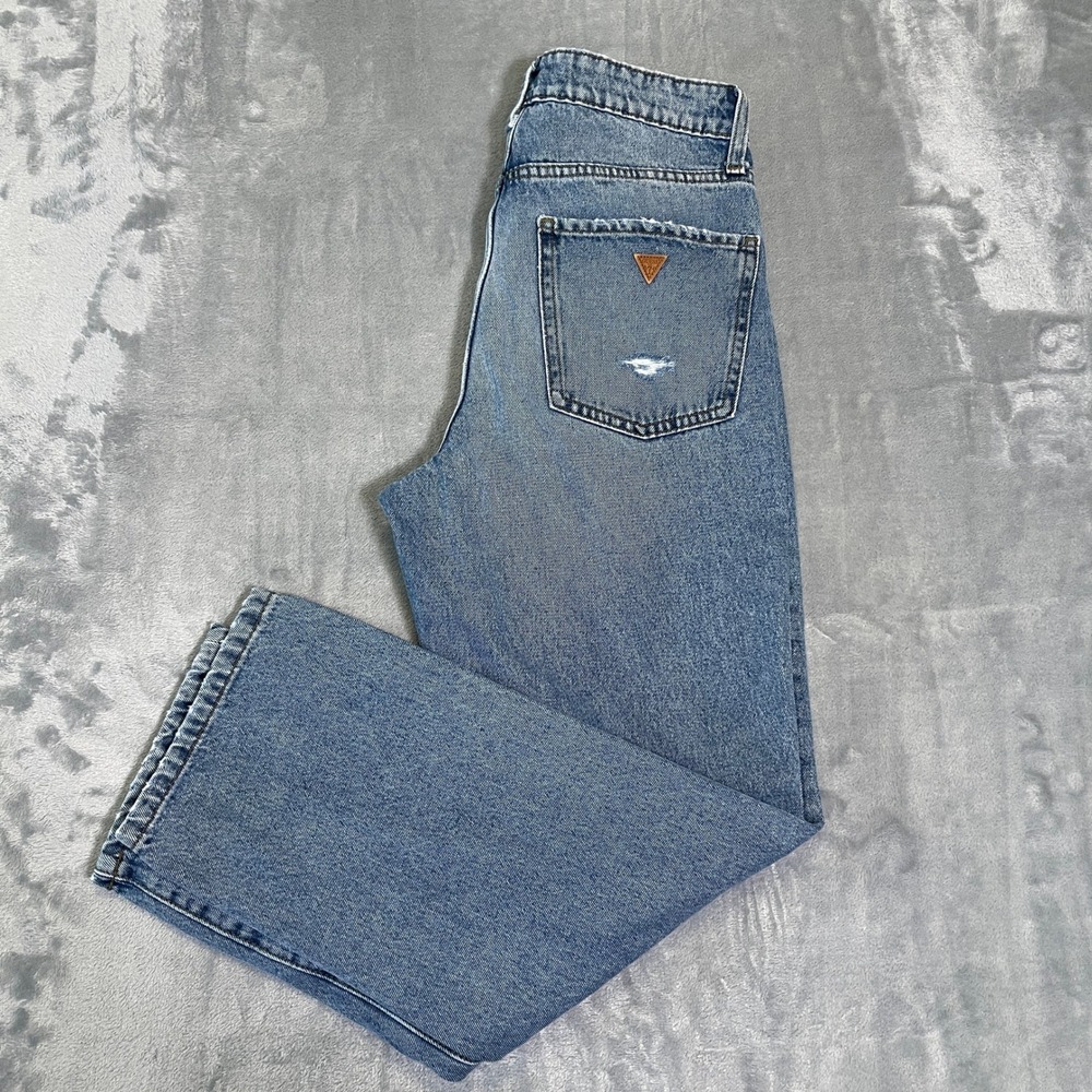 Y2K Guess Jeans Light Wash Distressed Straight‎ Leg Denim Pants Women's Size 26 - Picture 6 of 6